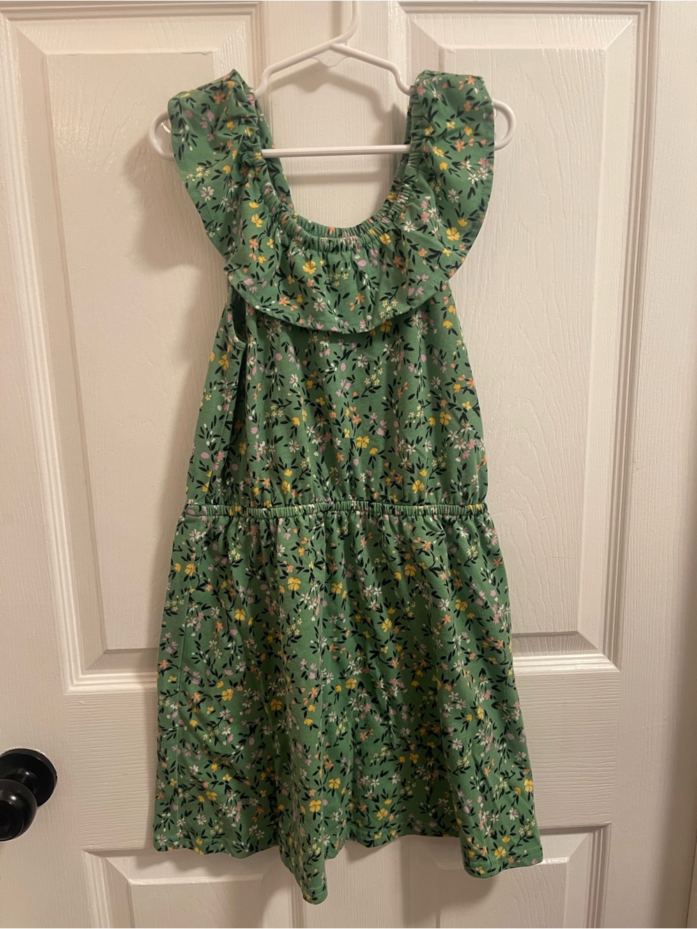 The Children's Place Green Floral Ruffle Dress with Yellow & Pink Accents
